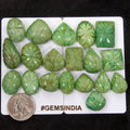 500 Cts/19 Pcs Natural Green Emerald Mix Shape Hand Carved Loose Gemstones Lot