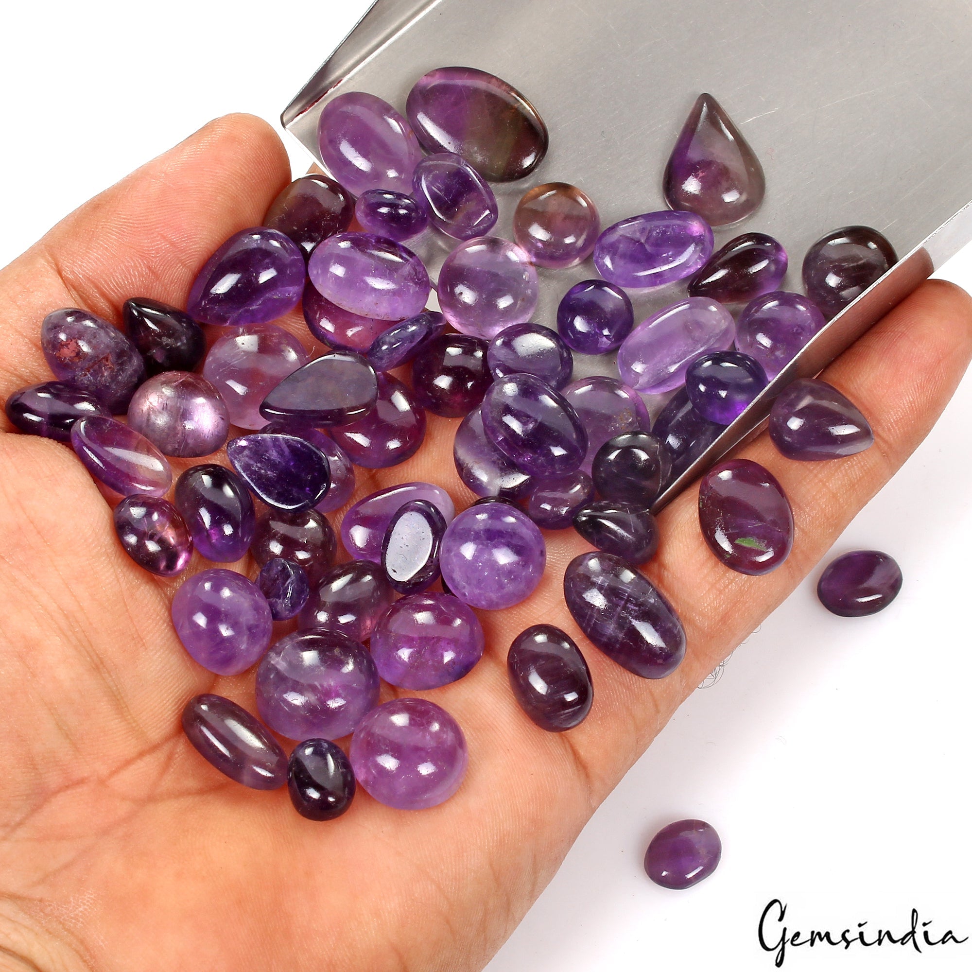 380 Ct Natural Rich Purple Amethyst Mix Cab Untreated Loose Gemstones~ 58 Pcs