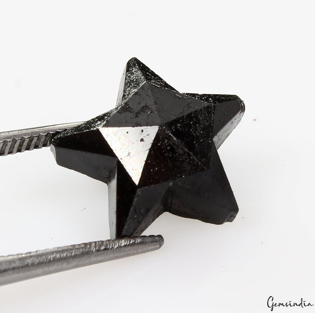 4.8 Carats 100% Natural Polished Star Shape Loose Earth Mined Black Diamond~12mm