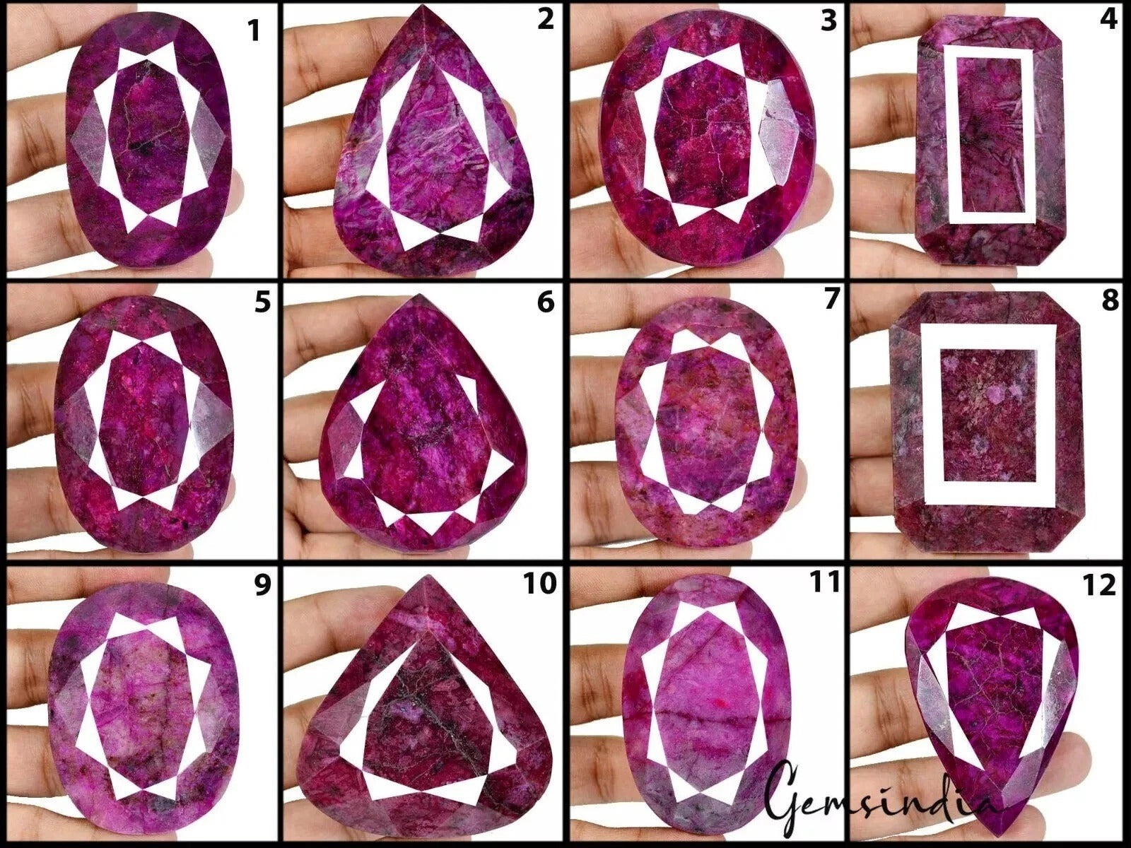 1.8 Kg/12 Pcs Natural Madagascar Pink Red Ruby Mixed Cut Wholesale Gemstones Lot