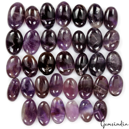 Amethyst Lot, Cabochon, Untreated, Purple — 35 Pieces, 18mm to 25mm, 500 Ct, Madagascar