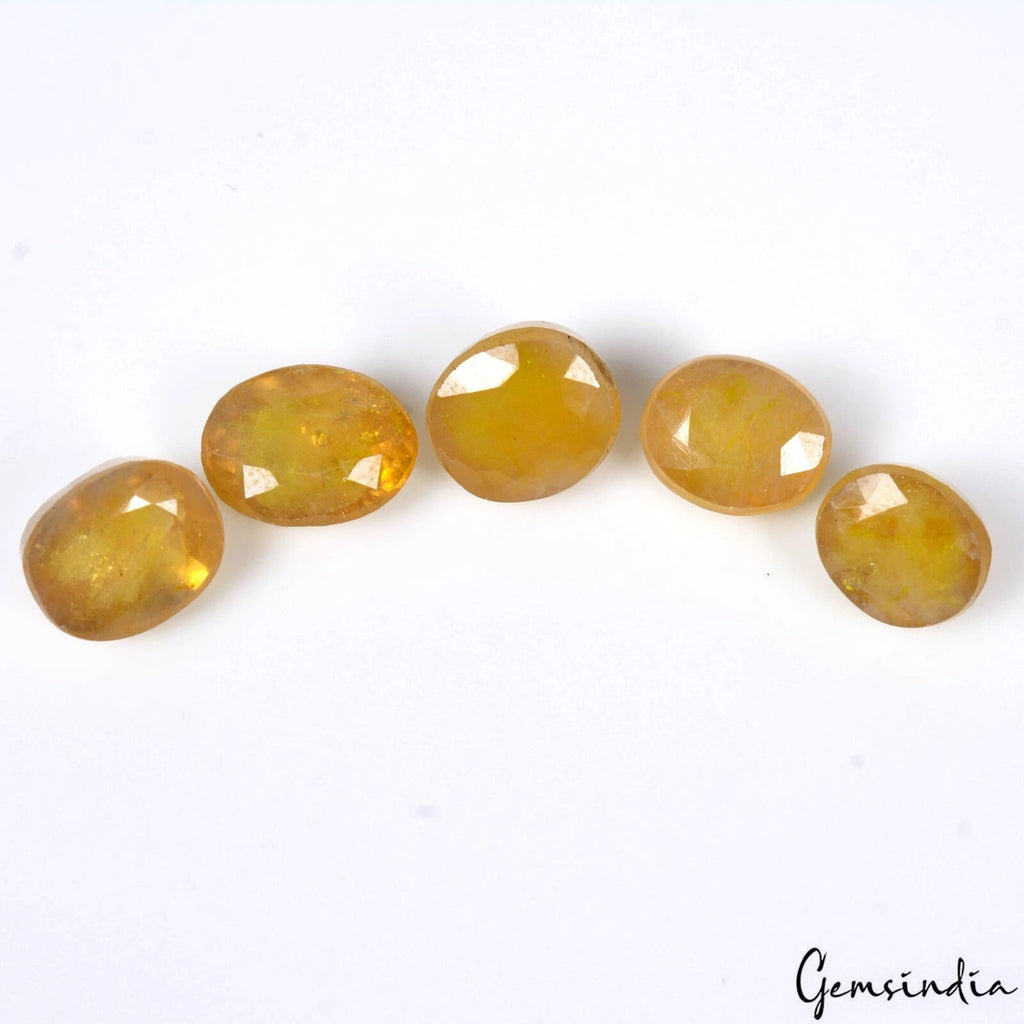 Ceylon Sapphire Lot, Loose Gemstone, Yellow — 5 Pieces, 8mm to 10mm, 21.40 Ct, Sri Lanka