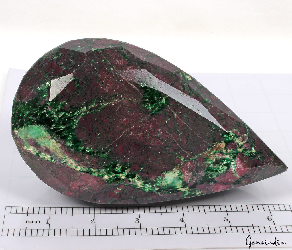 1.5 Kg~Rare Natural Ruby Zoisite Earth Mined Pear Cut Museum Size Loose Gemstone