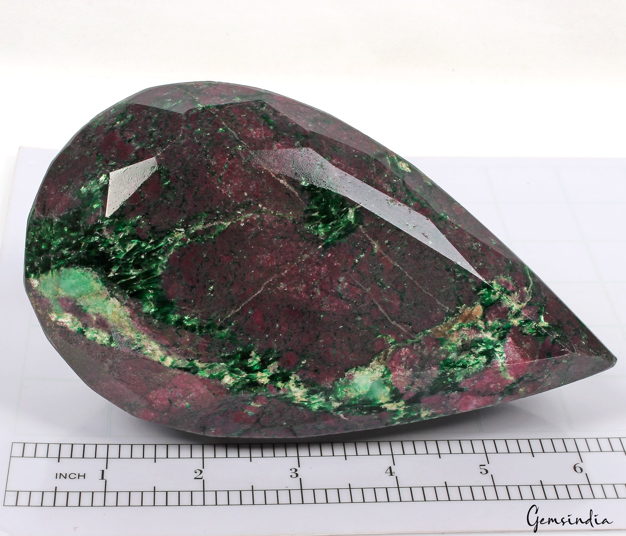 1.5 Kg~Rare Natural Ruby Zoisite Earth Mined Pear Cut Museum Size Loose Gemstone