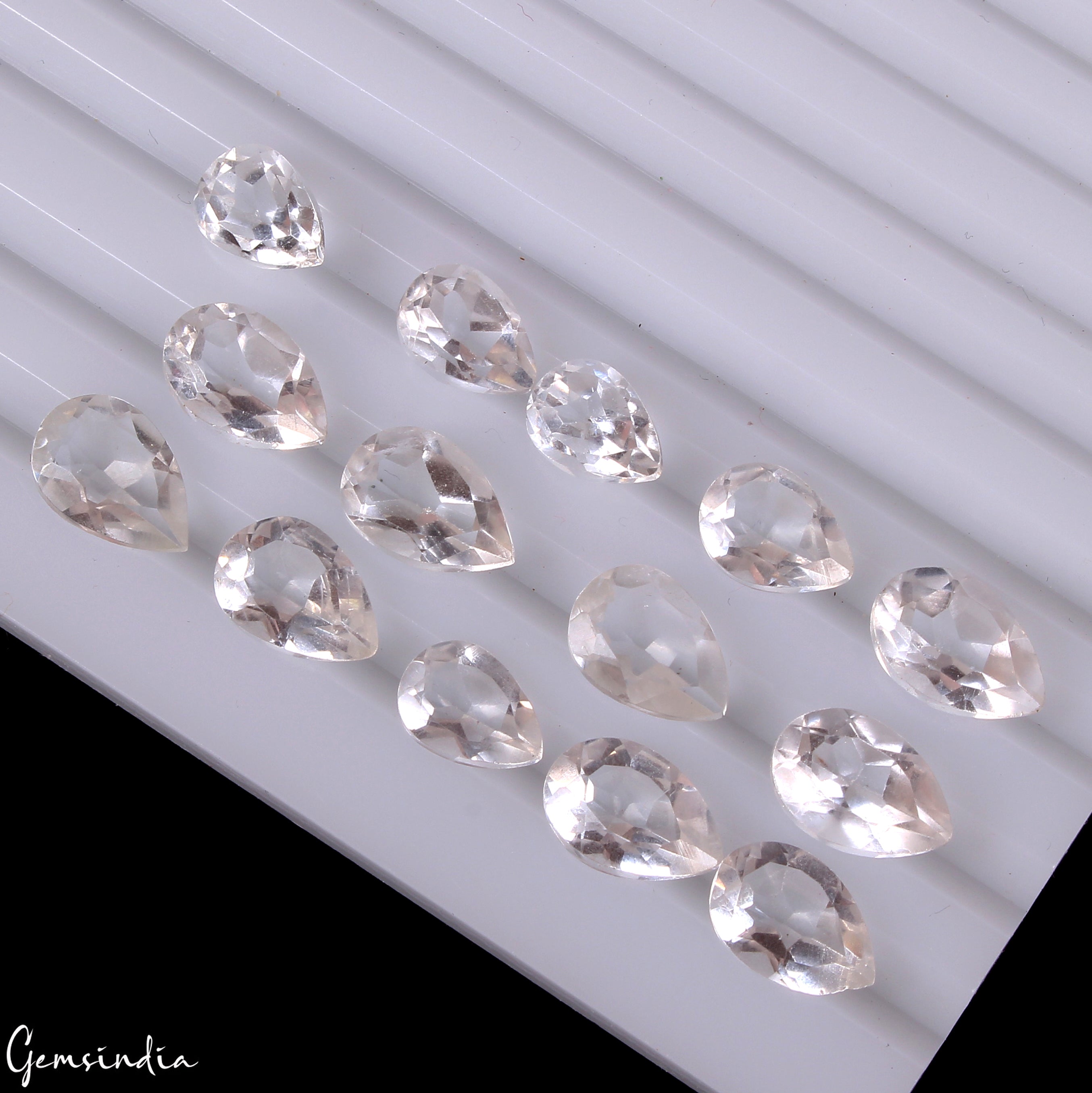 35.60 Ct Natural Untreated White Quartz Pear Faceted Ring Size Gems For Jewelry