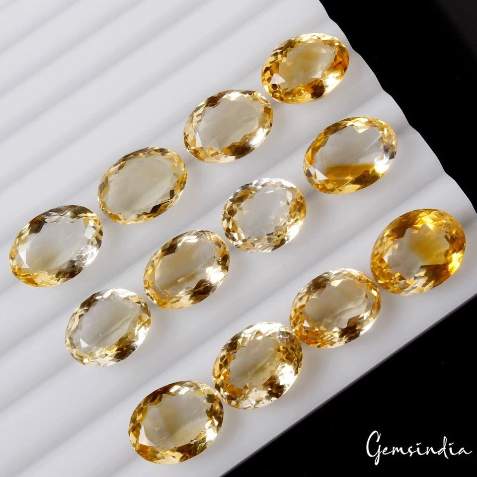 110.30 Cts/12 Pcs Natural AAA Quality Citrine Oval Cut Loose Unheated Gemstones