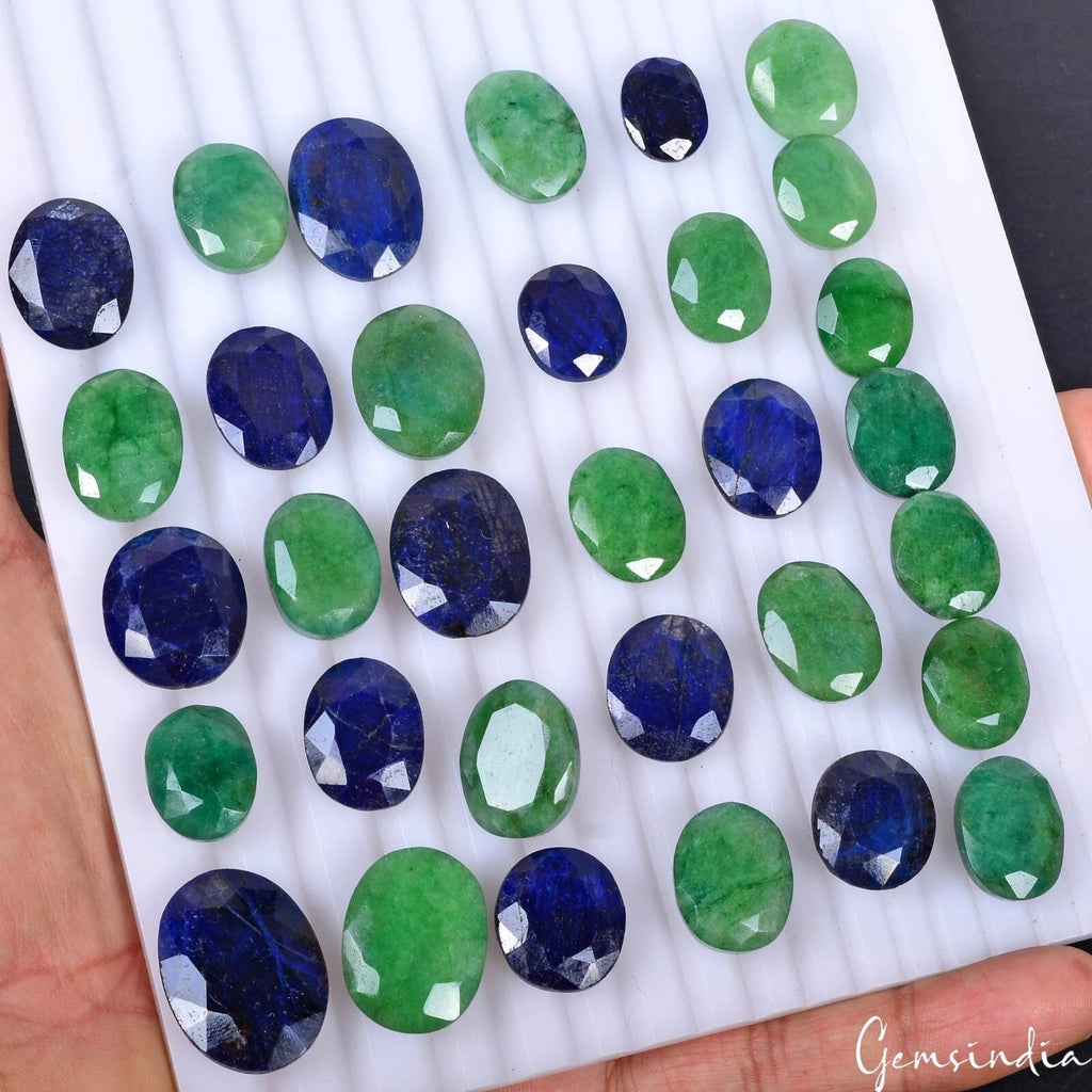 Emerald Lot, Loose Gemstone, Color Enhanced — 32 Pieces, 13mm to 24mm, 500 Ct