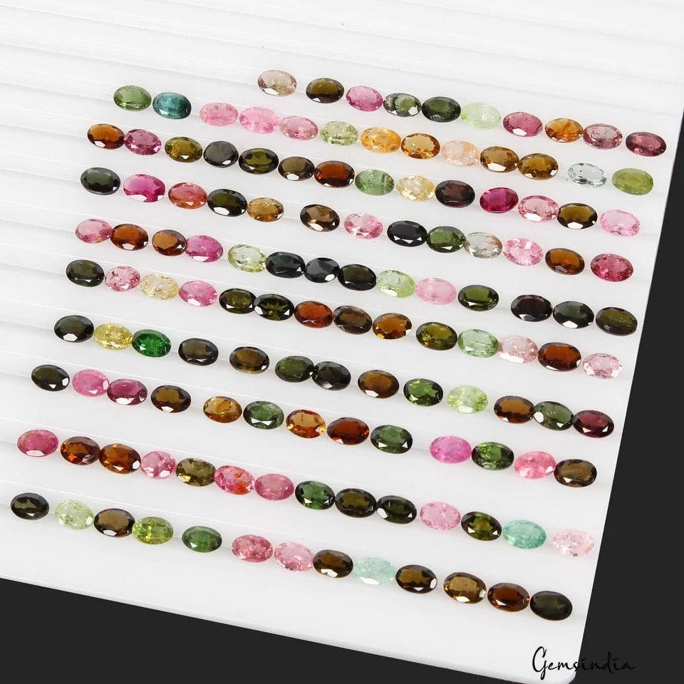 131 Pcs Natural Tourmaline 6-7mm Oval Cut Multi Color Loose Gemstones 58.20 Cts
