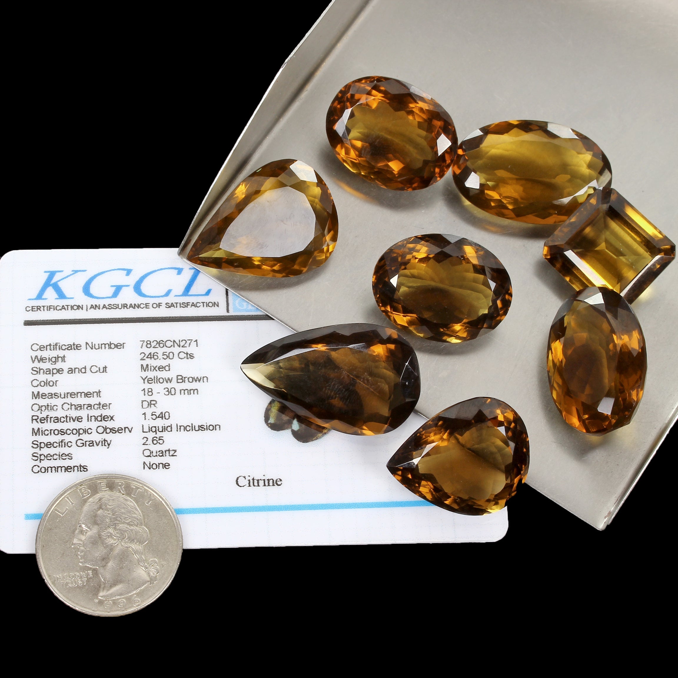 Certified Natural Honey Quartz Citrine 18-30mm Flawless Mix Cut Gemstones 246+Ct