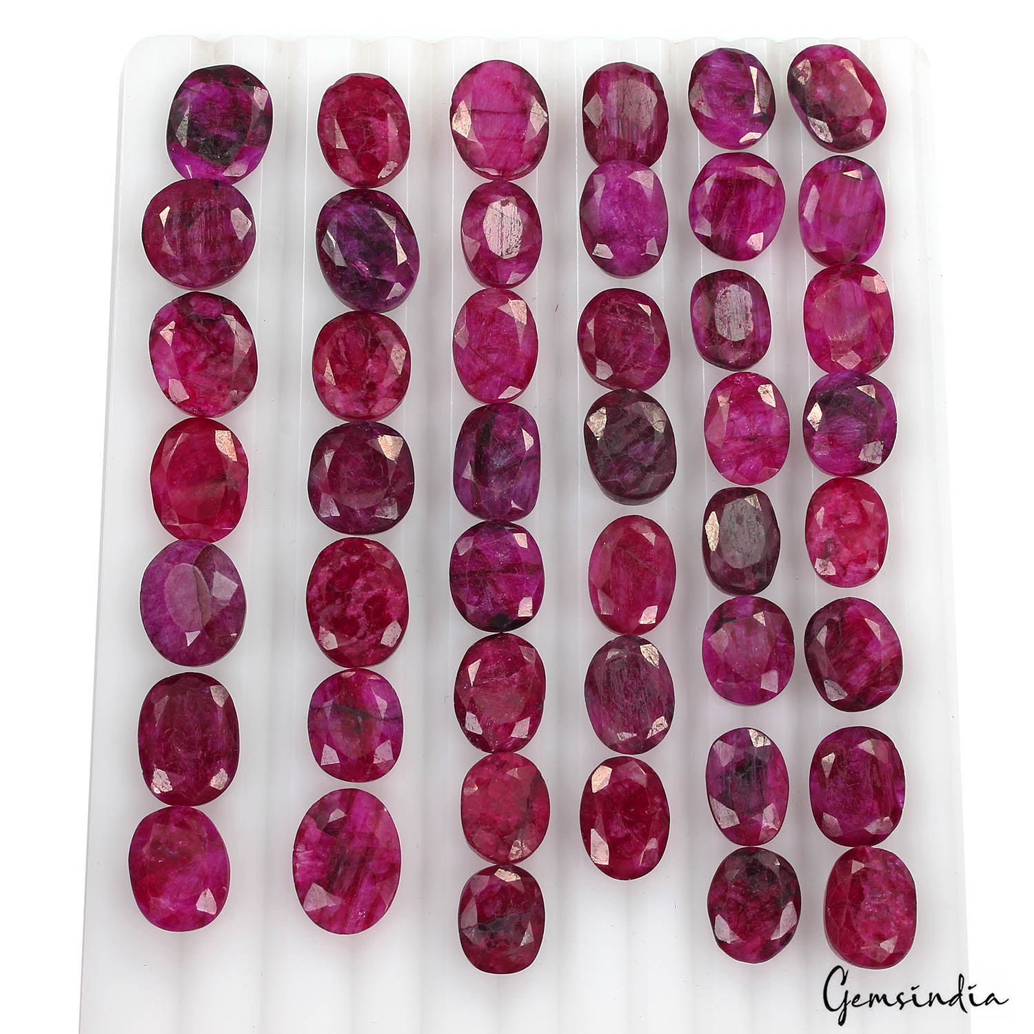 Beryl Lot, Loose Gemstone, Color Enhanced, Red — 45 Pieces, 12mm to 16mm, 300 Ct