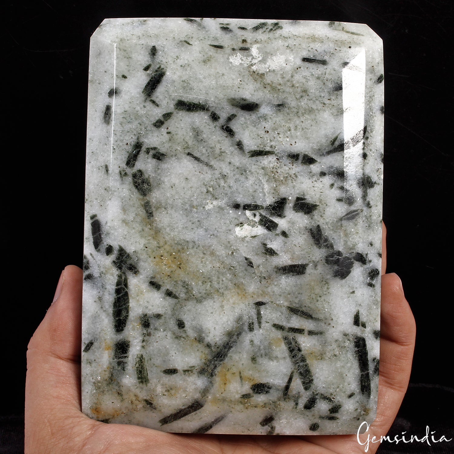 Rutilated Quartz Loose Gemstone, Black — 5.7x4.1x2.3 Inch, 9940 Ct (1.988 Kg), Madagascar