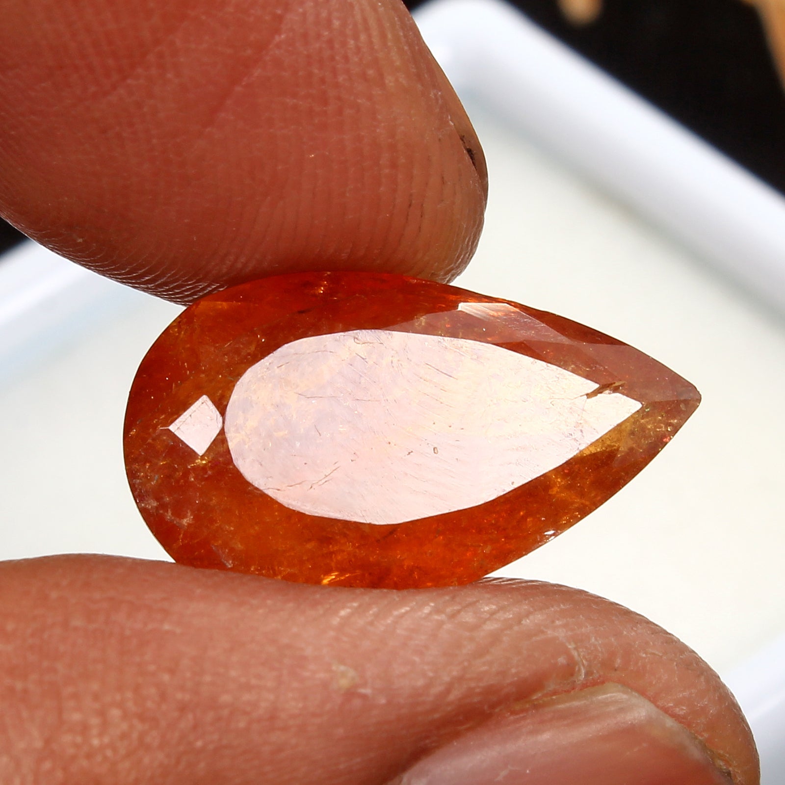 9.60 Cts Dazzling Pear Cut AAA Flash Fire Orange Red Spain Sphalerite Gemstone