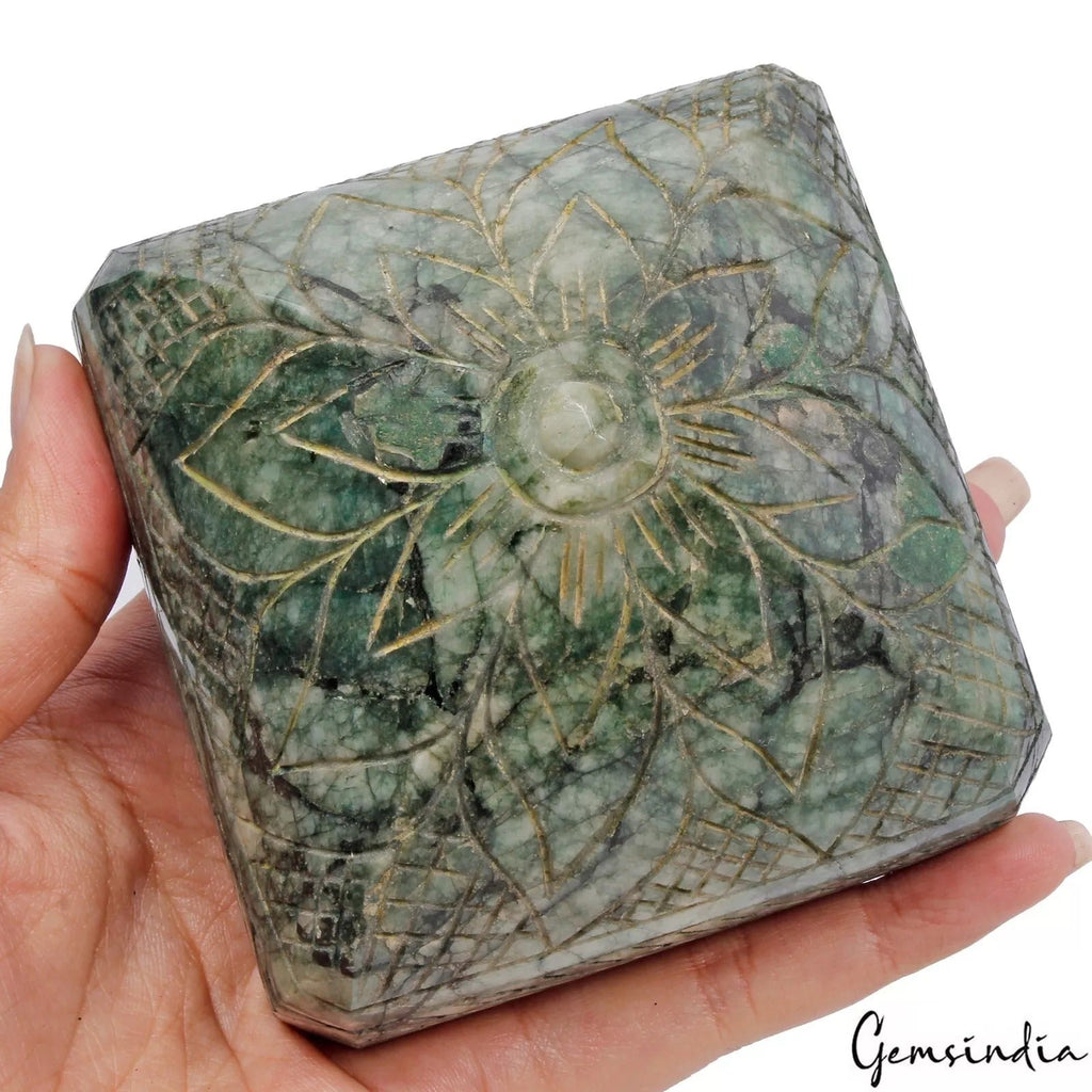 5100 Cts Natural Green Emerald Octagon Cut Huge Hand Carved Gemstone 92x90x68mm