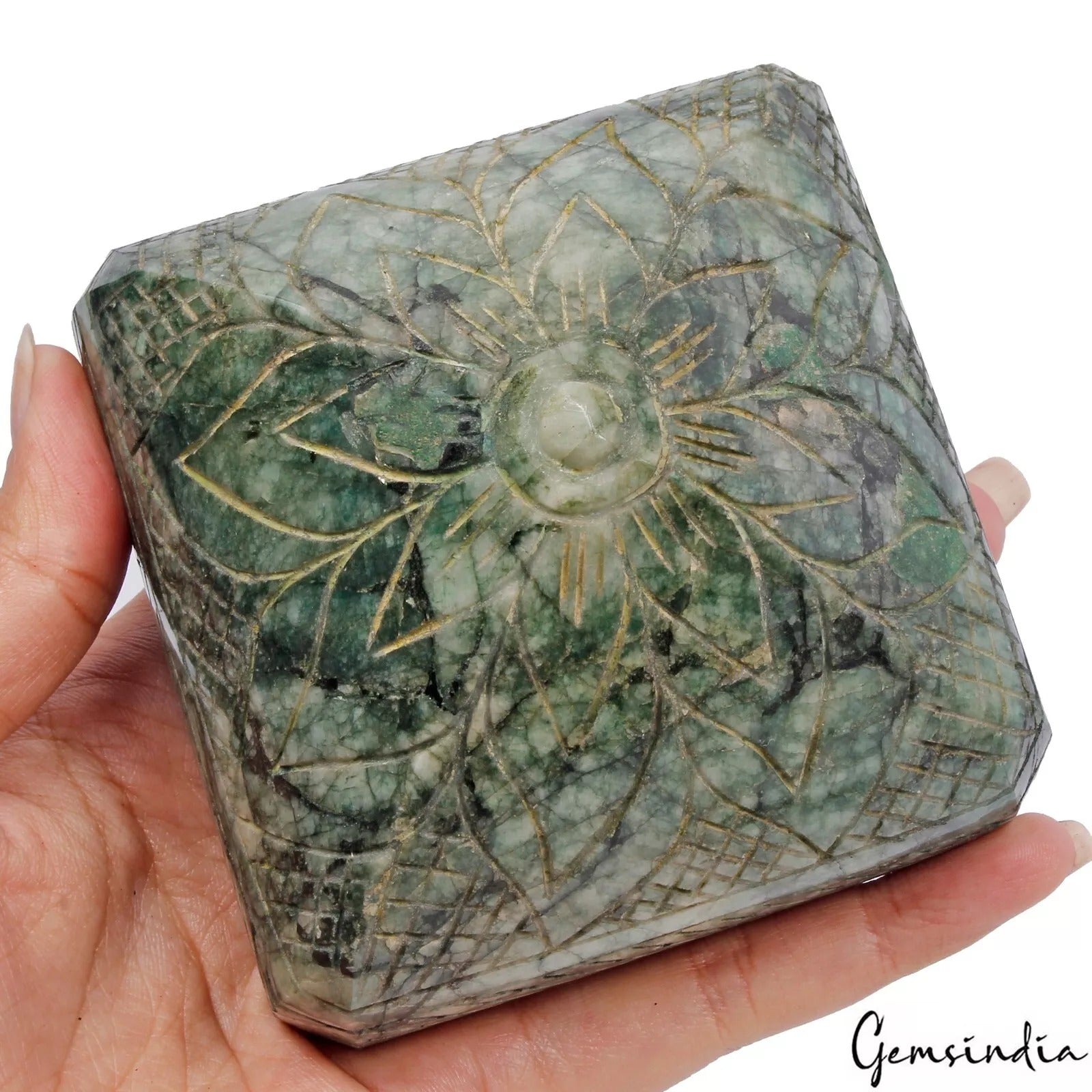 5100 Cts Natural Green Emerald Octagon Cut Huge Hand Carved Gemstone 92x90x68mm