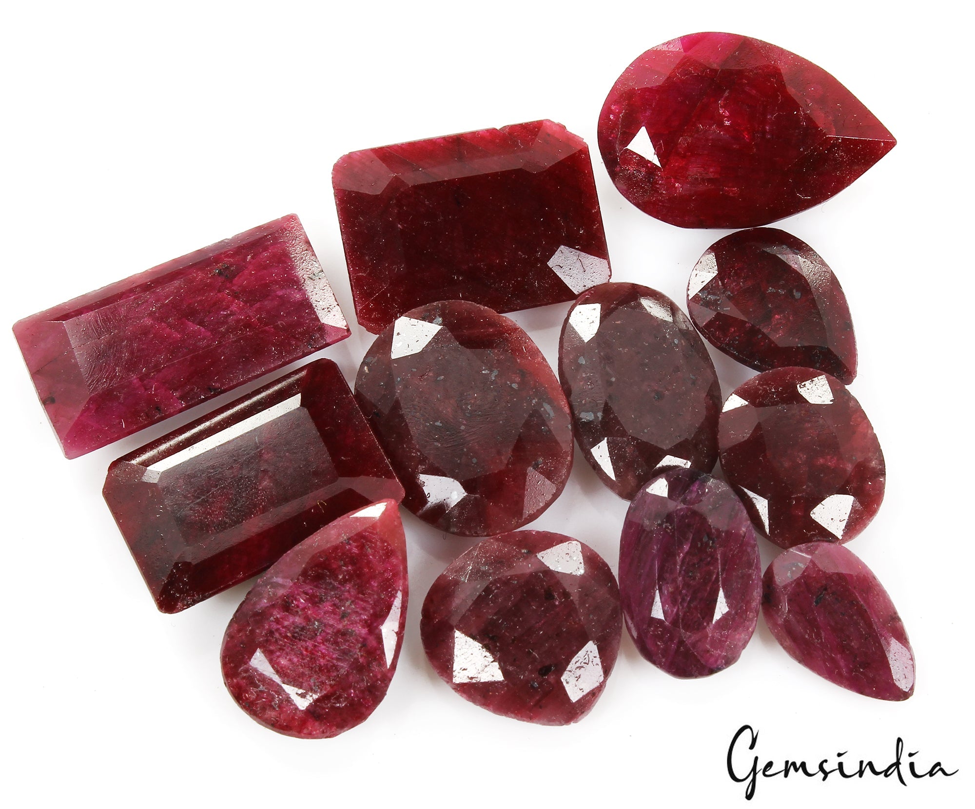 12Pcs Natural African Ruby 18-31mm Mix Faceted Cut Loose Gemstones Wholesale Lot