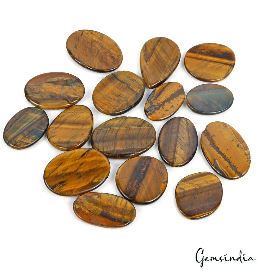 Tiger Eye Lot, Cabochon, Untreated, Brown — 16 Pieces, 26mm to 35mm, 600 Ct