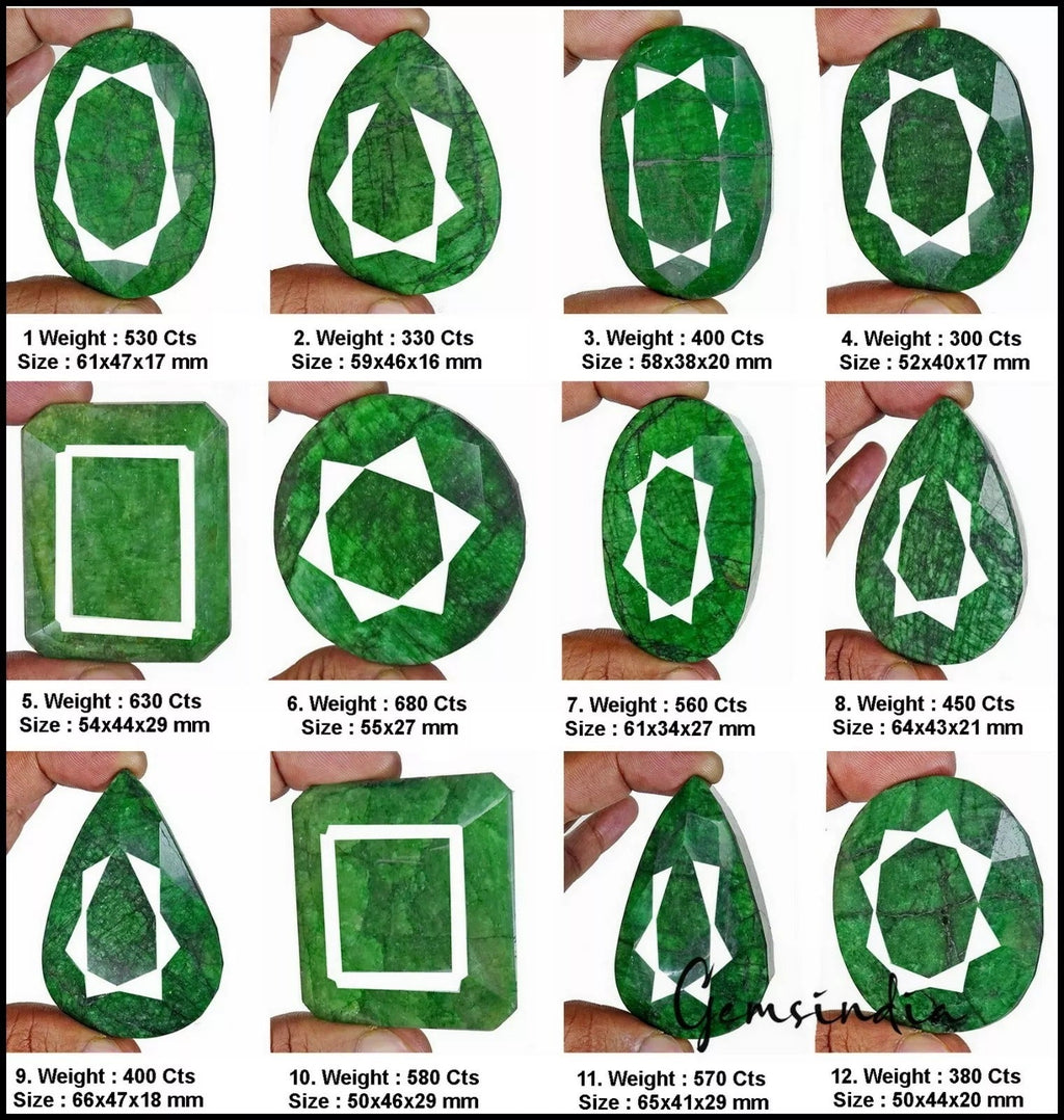 Huge 5800 Ct Natural Green Emerald Earth-Mined Mix Cut Loose Gemstones 12 Pcs