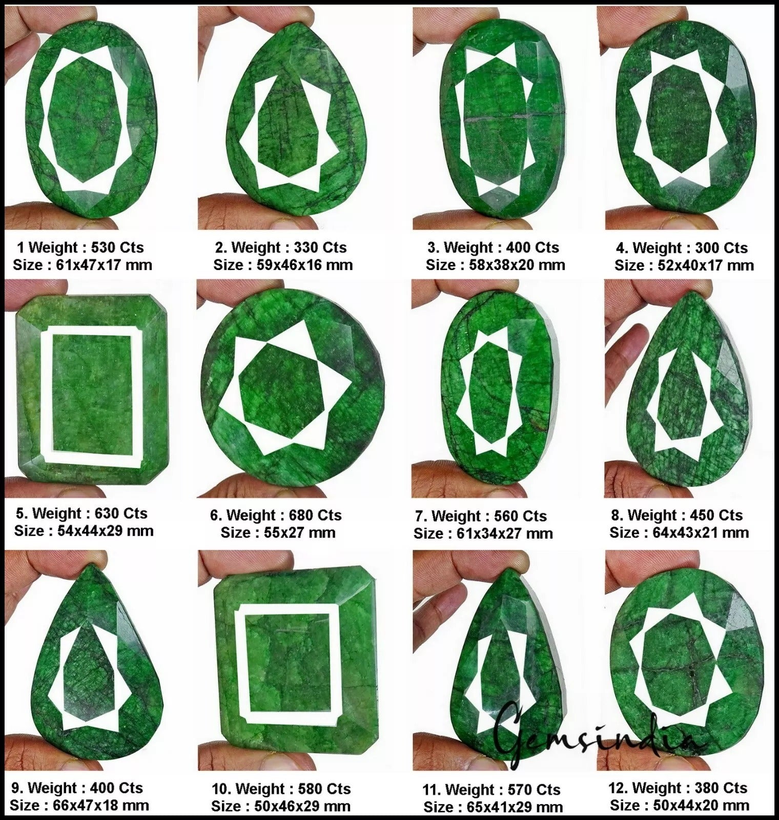 Huge 5800 Ct Natural Green Emerald Earth-Mined Mix Cut Loose Gemstones 12 Pcs