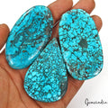 490 Ct/3 Pcs Natural USA Arizona Spiderweb Blue Turquoise Mix Cab Loose Gems Lot