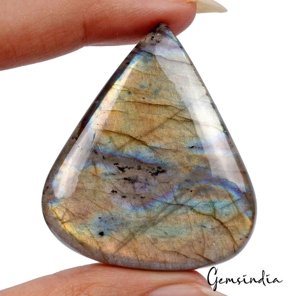 Certified 127.20 Ct Natural Untreated Peach Blue Shine Labradorite Pear Gemstone