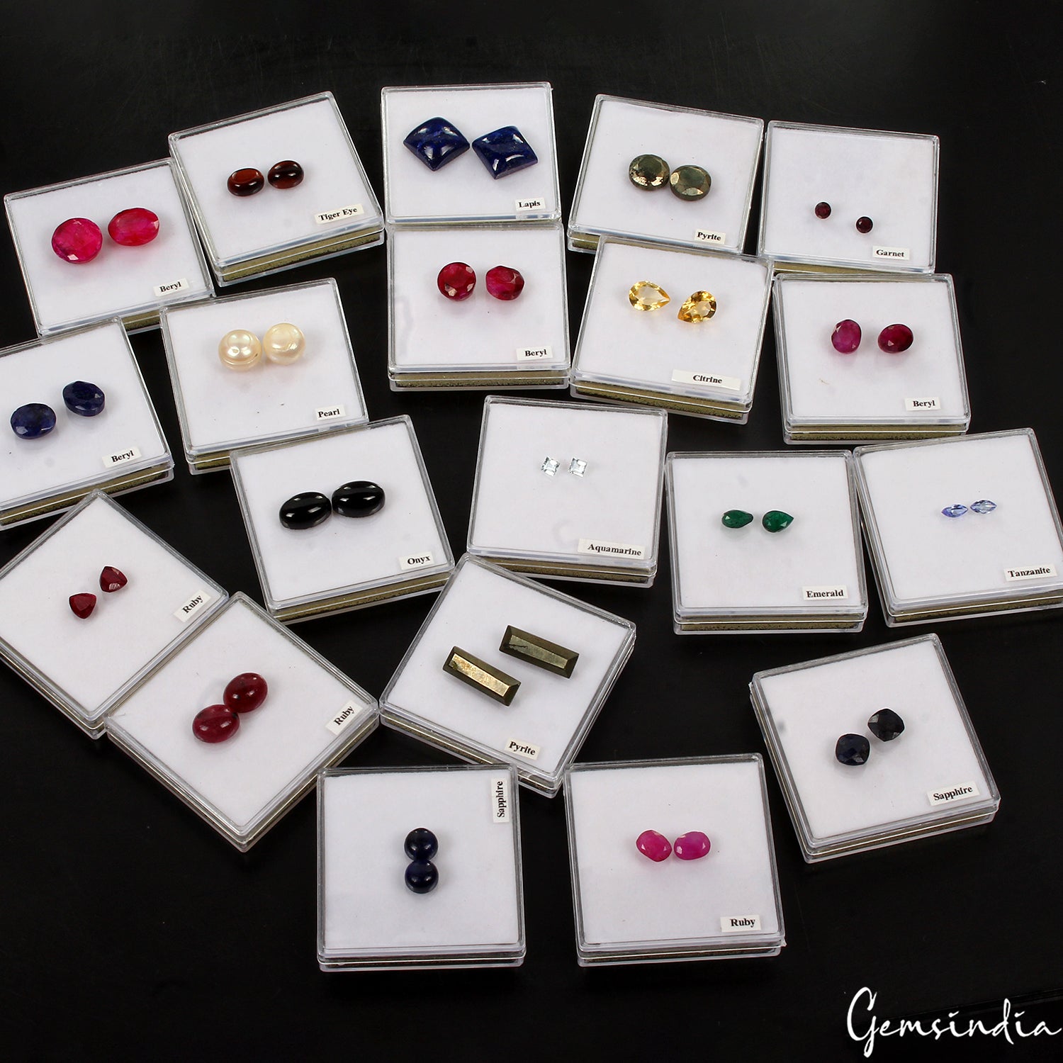 20 Pair Estate Genuine Multi Gems Loose Colorful Jewelry Stones Collection w/Box