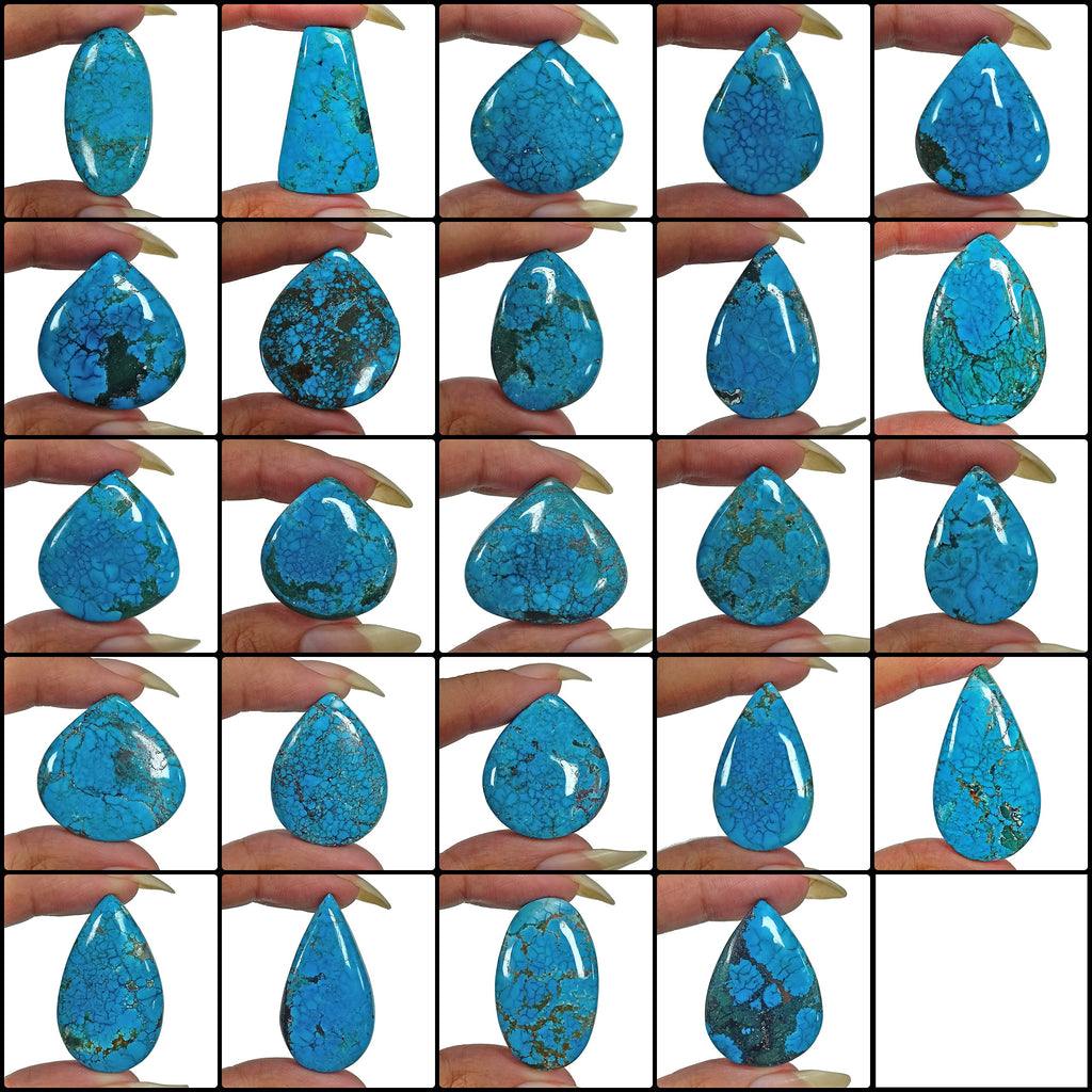 960 Ct Natural Spiderweb Blue Turquoise Mix Cab Loose Wholesale Gems Lot 24 Pc
