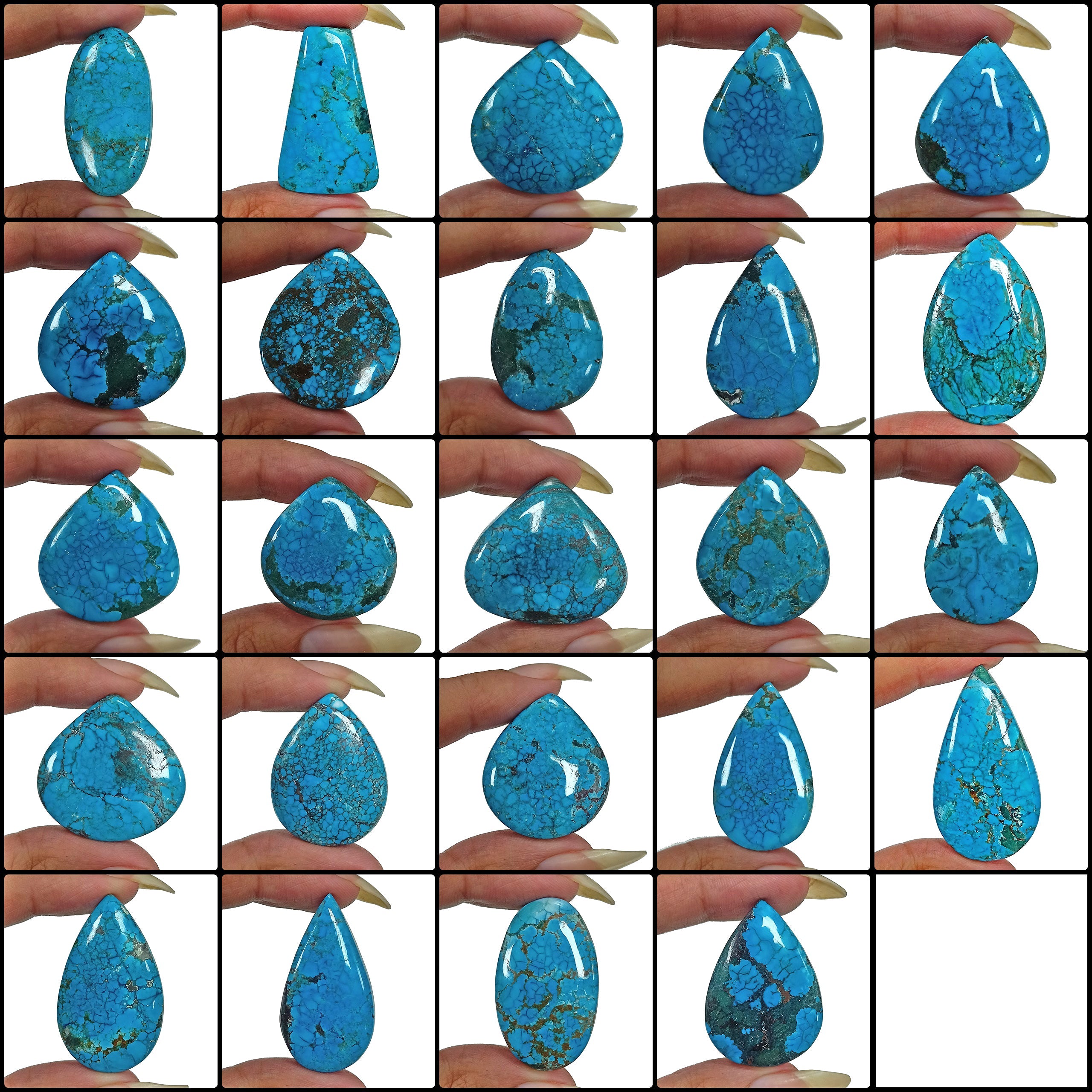 960 Ct Natural Spiderweb Blue Turquoise Mix Cab Loose Wholesale Gems Lot 24 Pc
