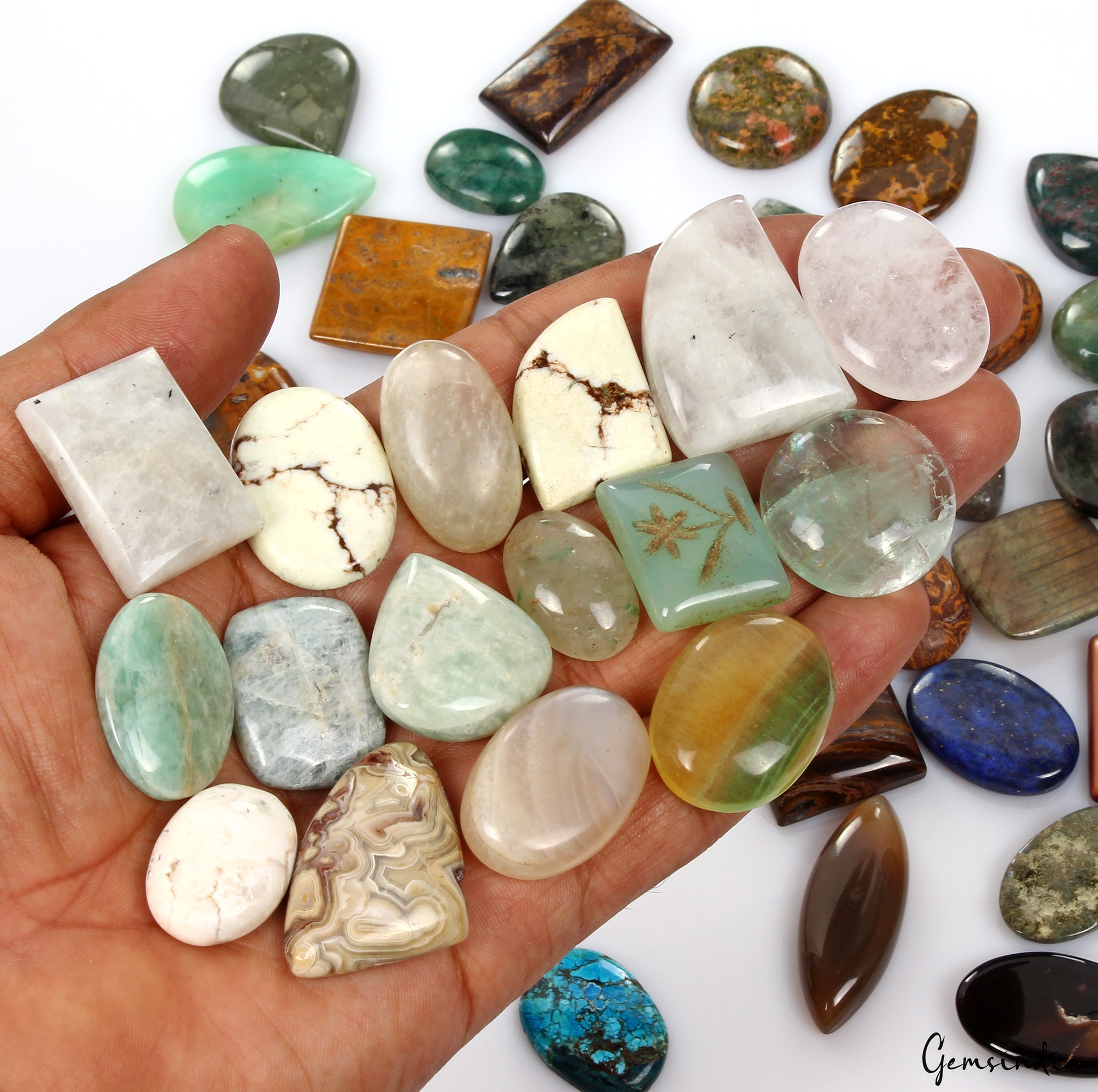 1650 Cts 47Pc Wholesale Lot Natural All Kind Gemstone Mix Shape Cabochon 19-40mm