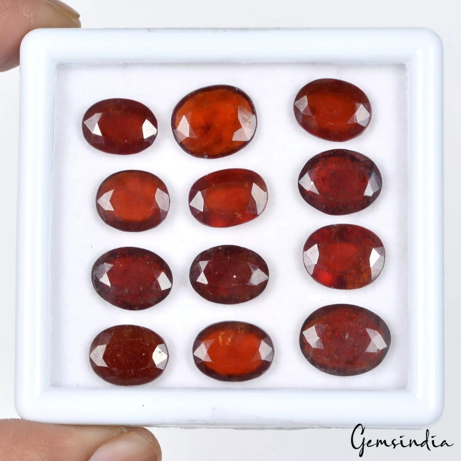 Hessonite Garnet Lot, Loose Gemstone, Oval Cut, Untreated — 12 Pieces, 10mm to 13mm, 62.00 Ct