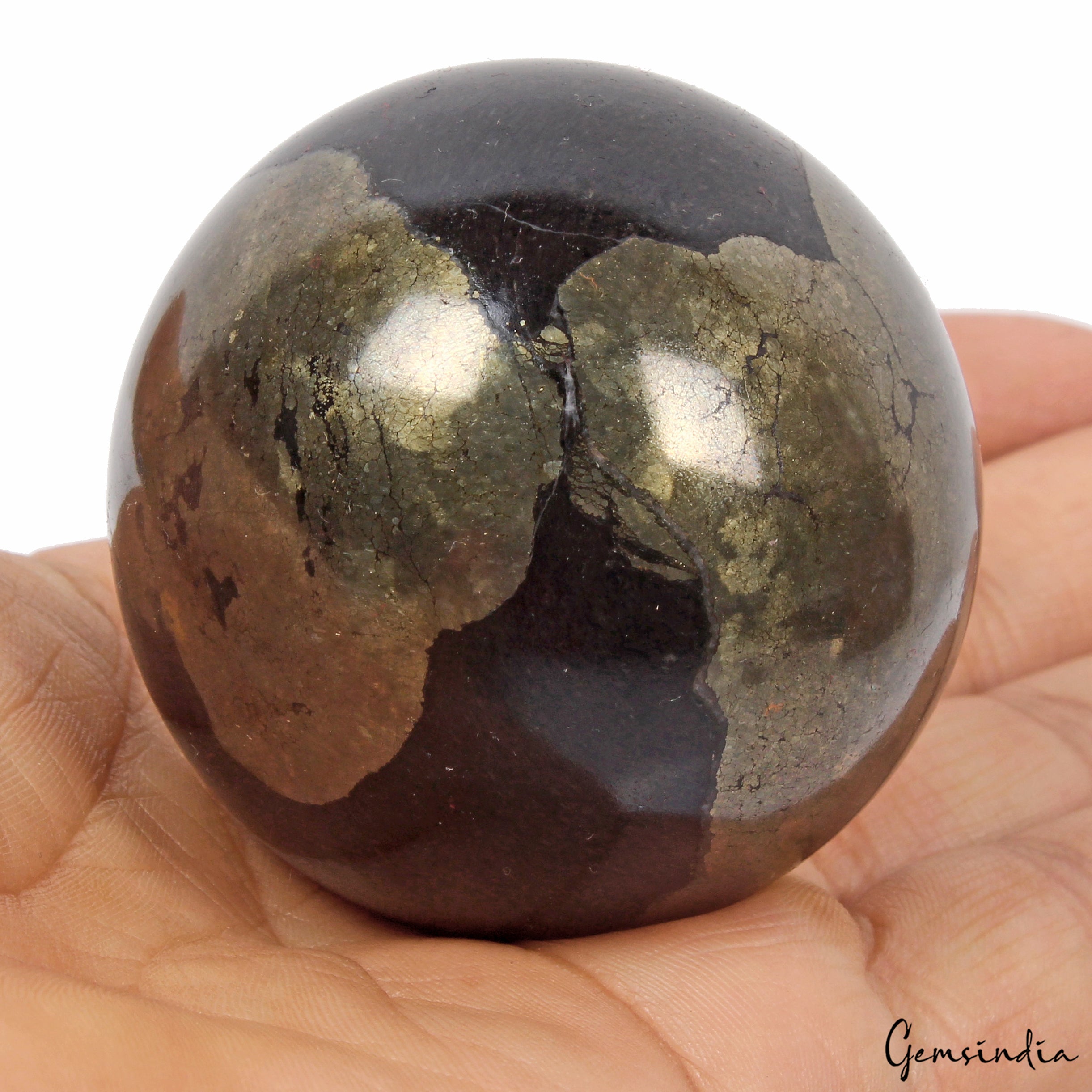 1700 Ct Natural Gold Pyrite Crystal Reiki Healing Mineral Gemstone Sphere/Ball