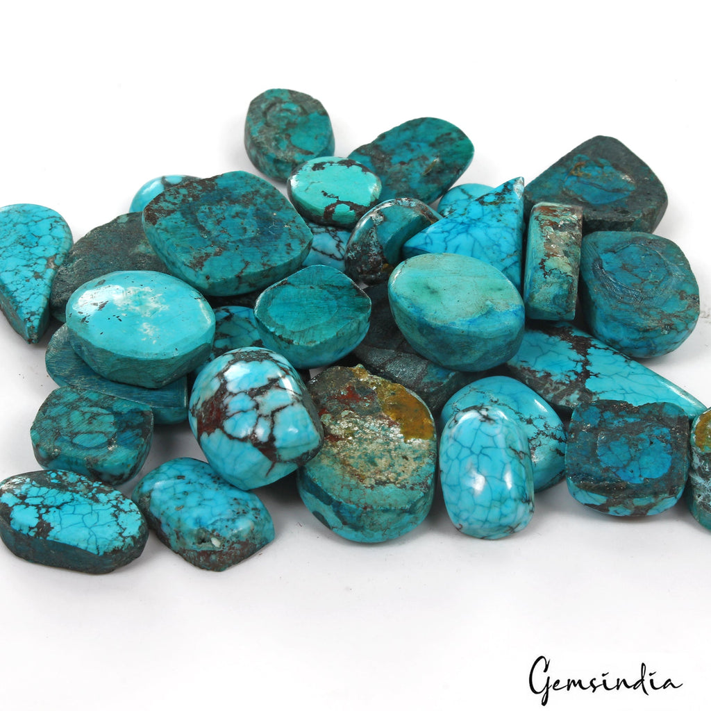 420 Cts/32 Pcs Natural Blue Spiderweb USA Turquoise Mix Cab Loose Gemstones Lot