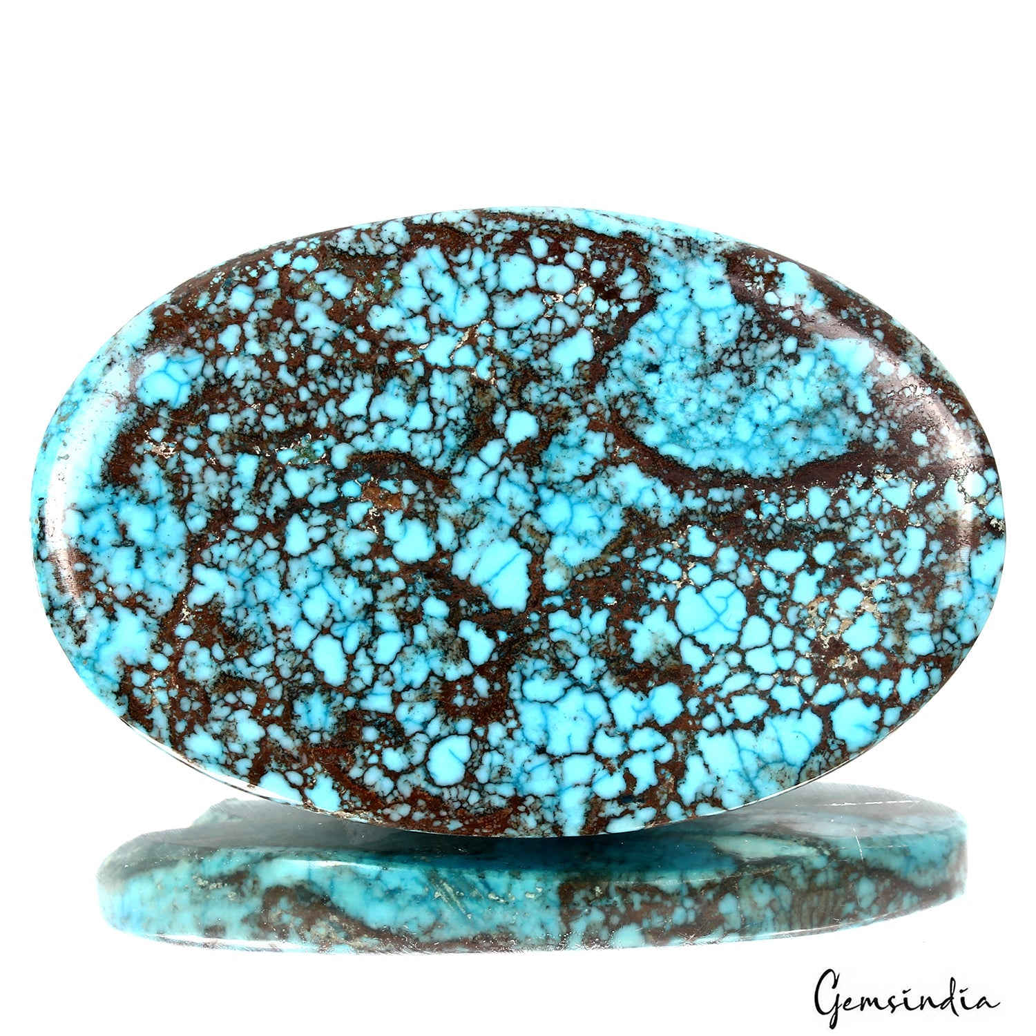 Huge 300 Cts USA Arizona Spiderweb Blue Turquoise Oval Cabochon Loose Gemstone