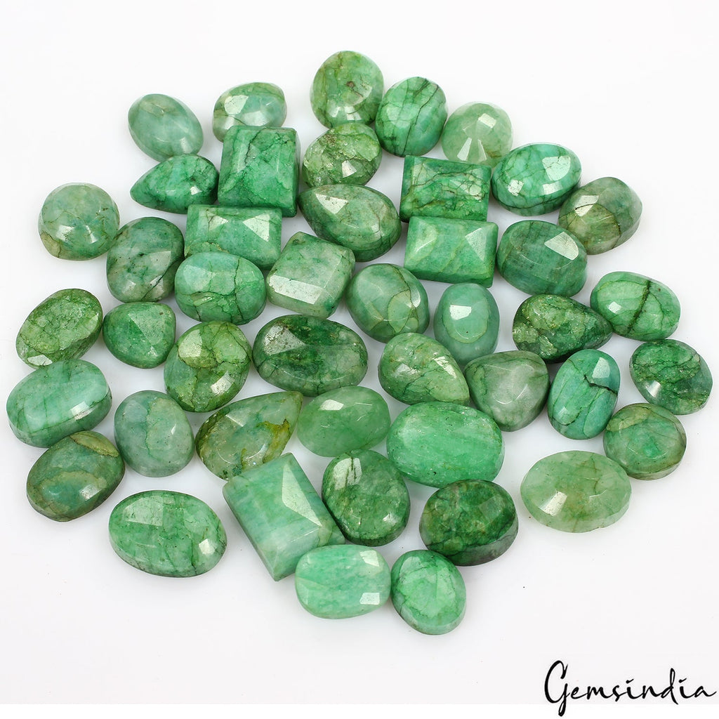 500 Ct/45Pcs Natural Brazilian Green Emerald Mix Cut Loose Gems Lot For Jewelry