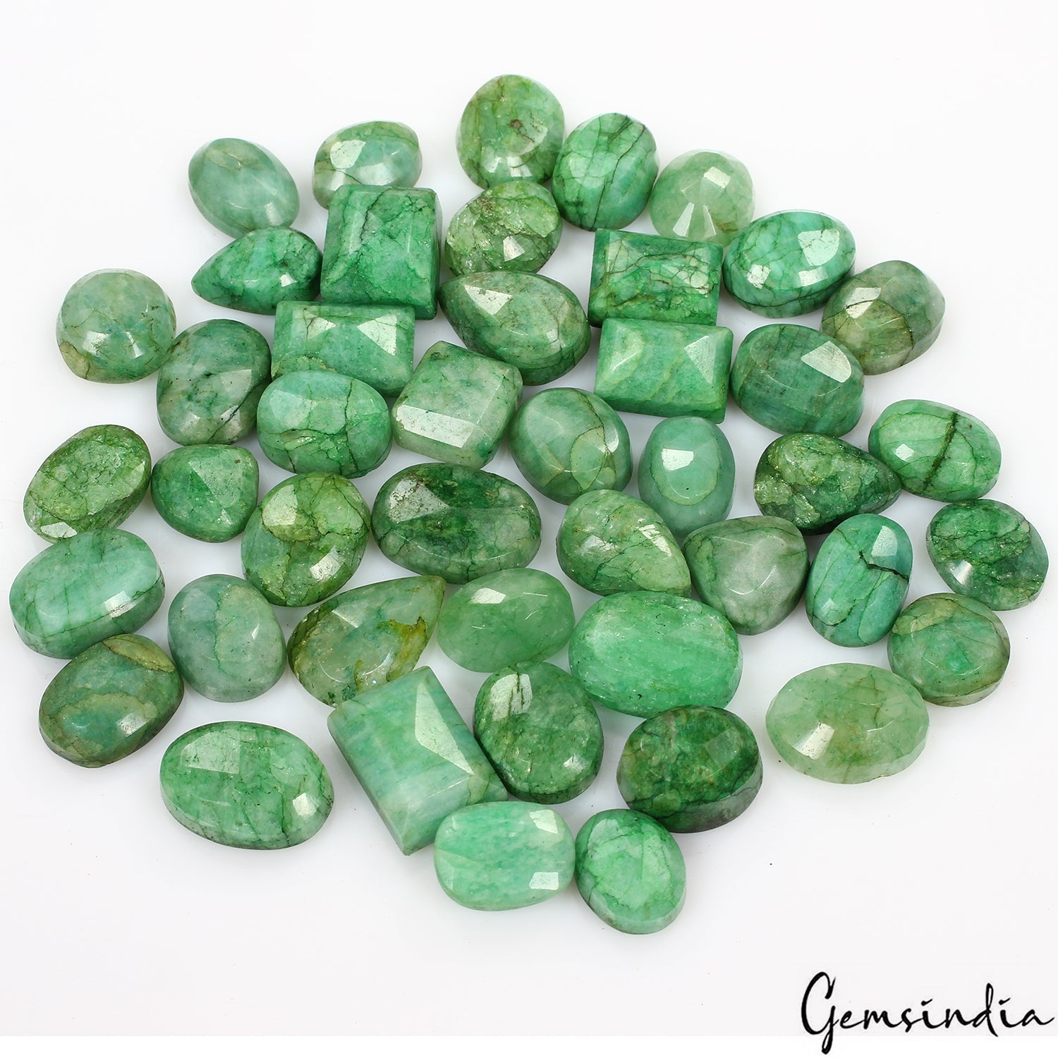 500 Ct/45Pcs Natural Brazilian Green Emerald Mix Cut Loose Gems Lot For Jewelry