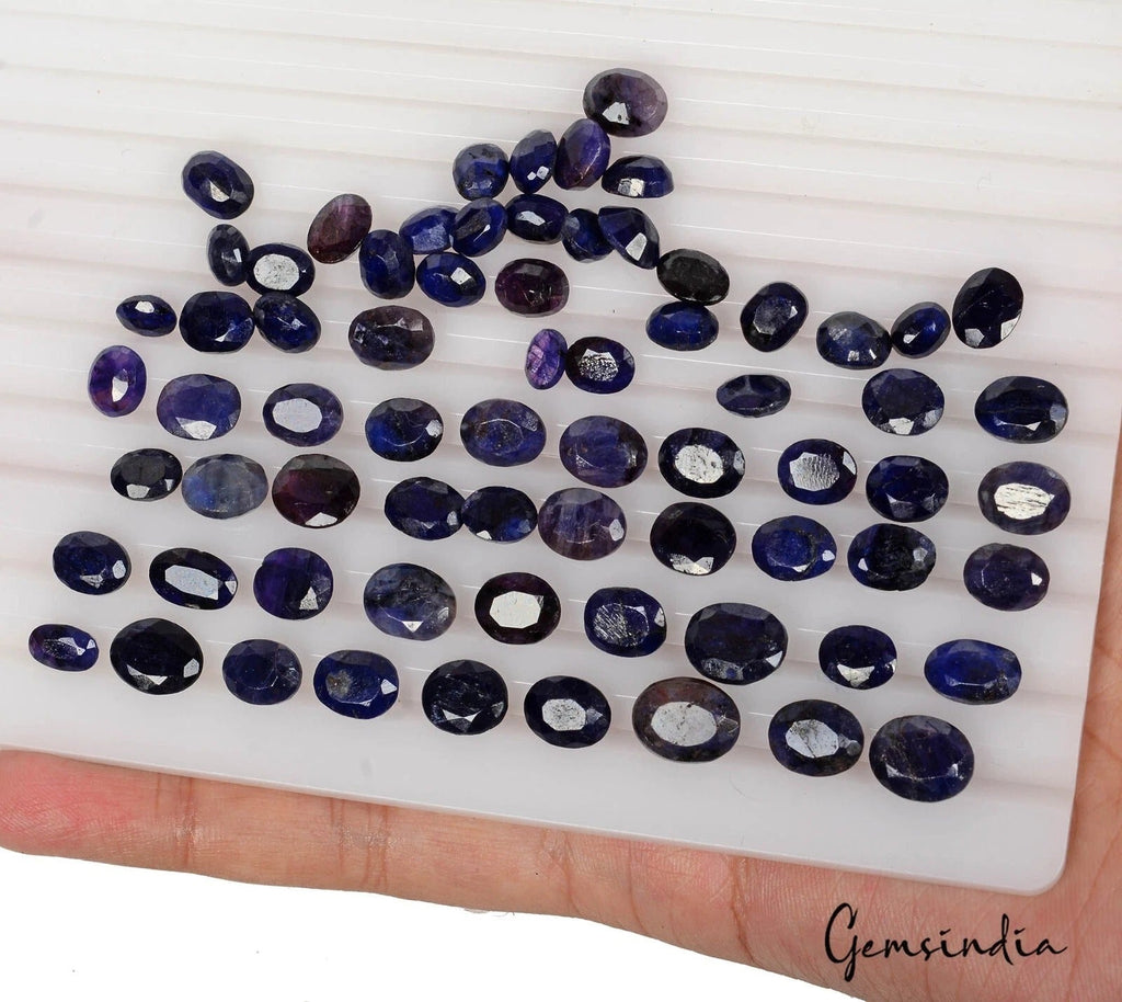 Certified 150 Cts/70 Pcs Natural Dark Blue Sapphire Oval Faceted Cut Loose Gems