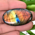 74.20 Ct Natural Peach Pink Blue Labradorite Oval Cab Certified Loose Gemstone