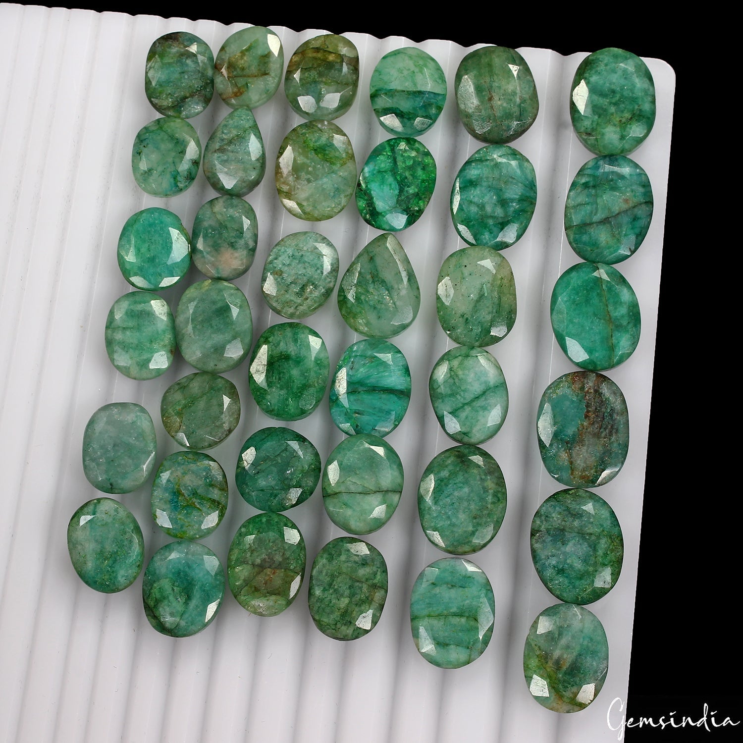 470 Ct Natural Blue Green Emerald Mix Cut Faceted Loose Wholesale Gems Lot 37Pcs