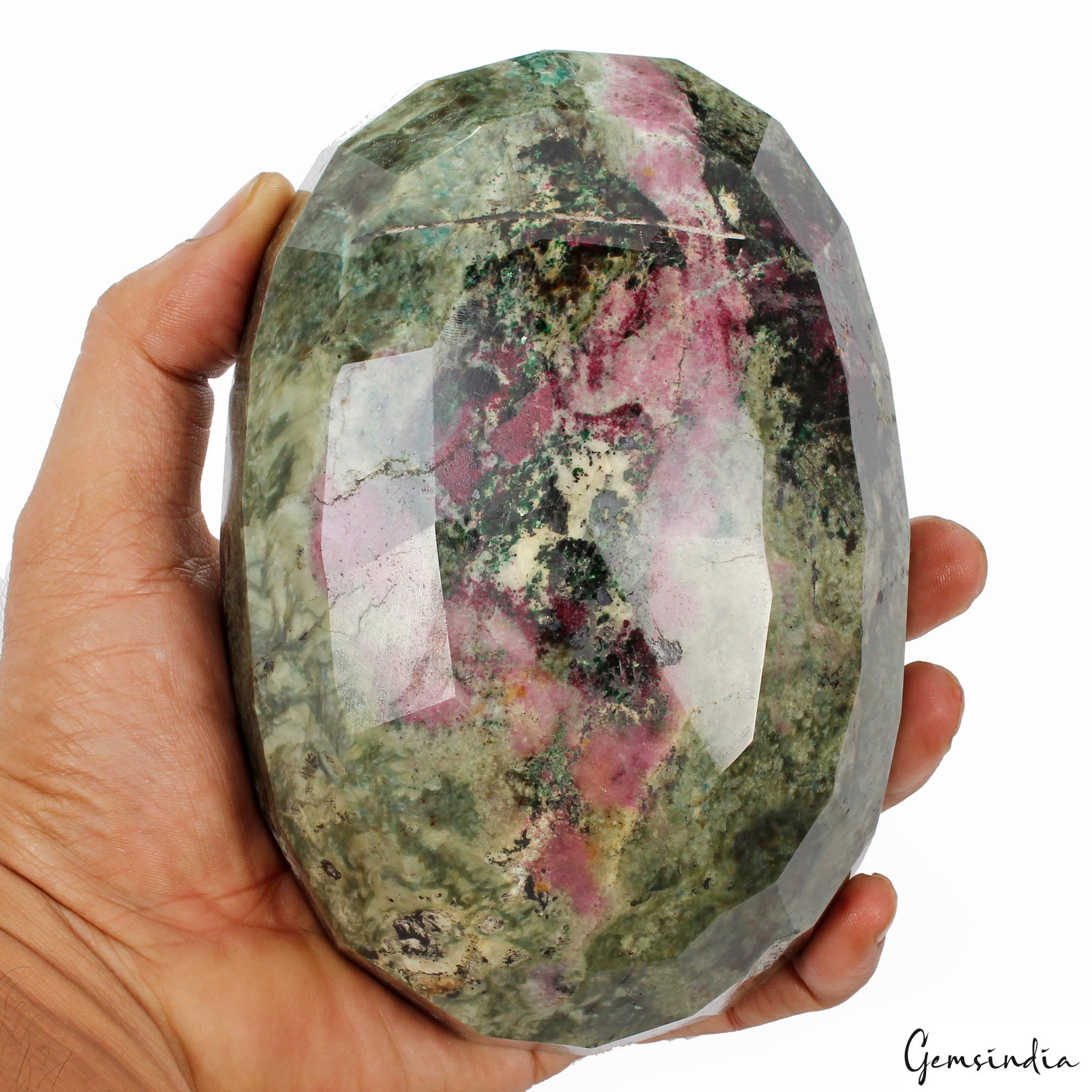 Large 2 Kilo Natural Huge Bi Color Ruby Zoisite Oval Faceted Untreated Gemstone