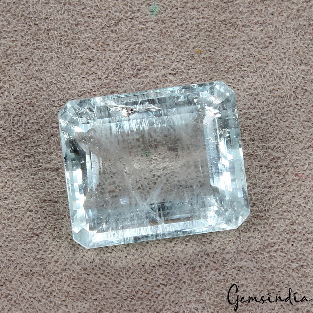 22.90 Cts Blue Santa Maria Aquamarine Emerald Cut Gem From Brazil, Natural Color