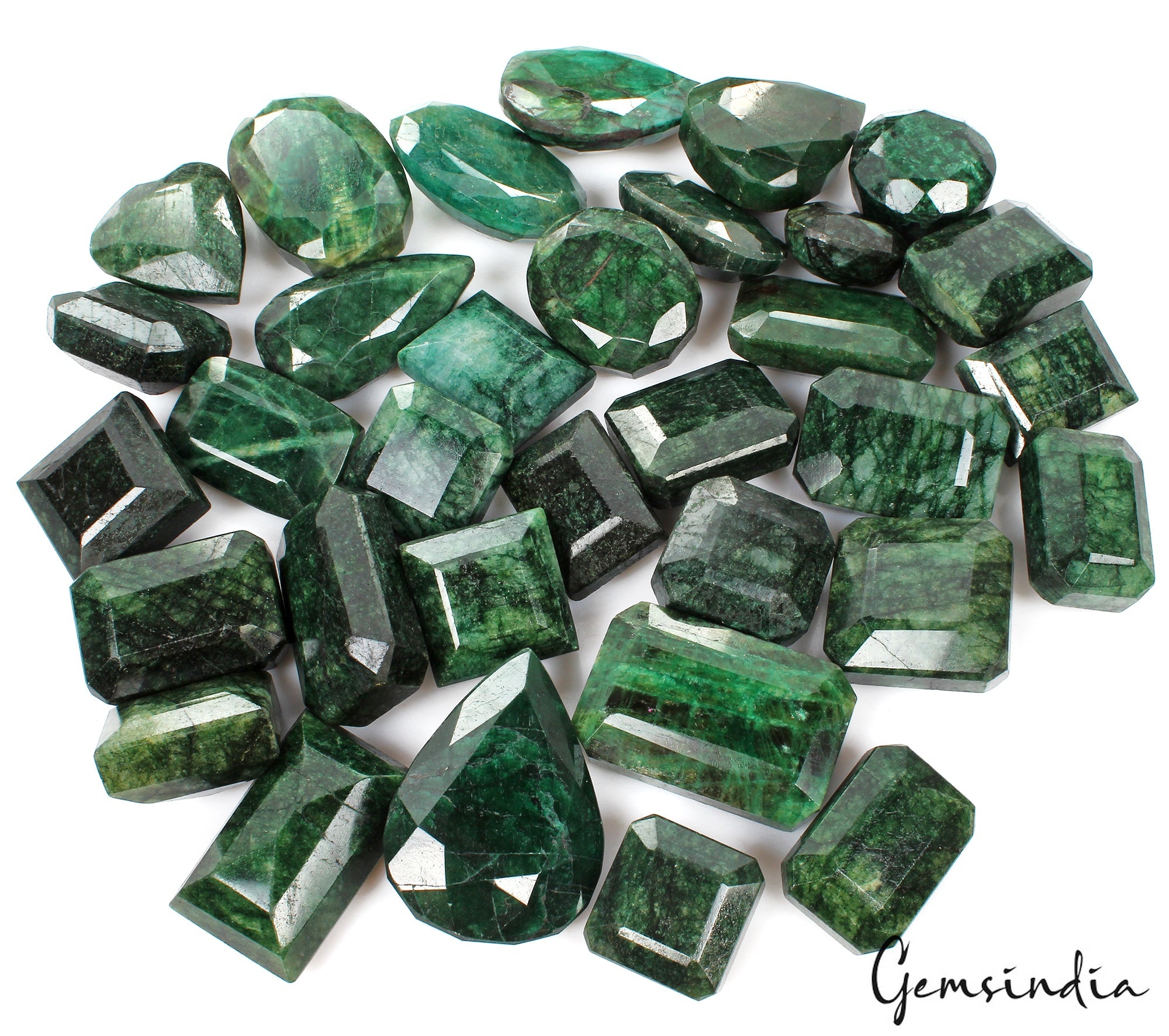 5000 Ct Natural Dark Green Emerald Mix Shape Faceted Earth Mined Gems Lot 33 Pcs
