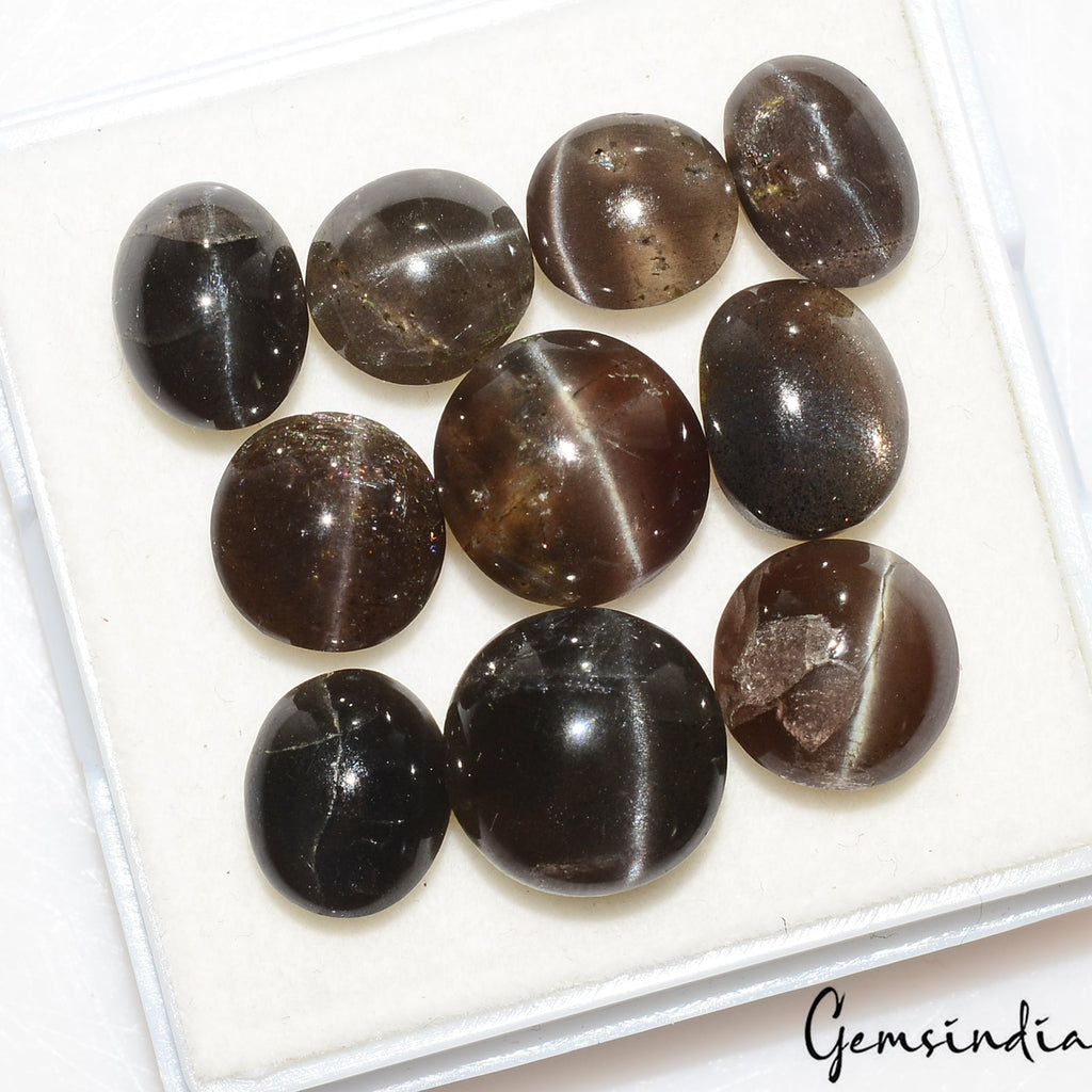 Natural Untreated Spectrolite Cats Eye Mix Cab Loose Gemstones 37.50 Ct/8-11mm