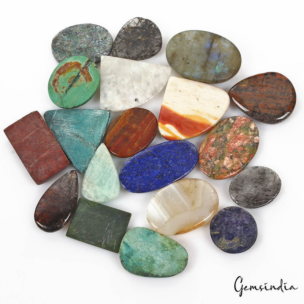 960 Cts/19 Pcs Natural Multi Color Treated/Untreated Assorted Cab Loose Gems Lot