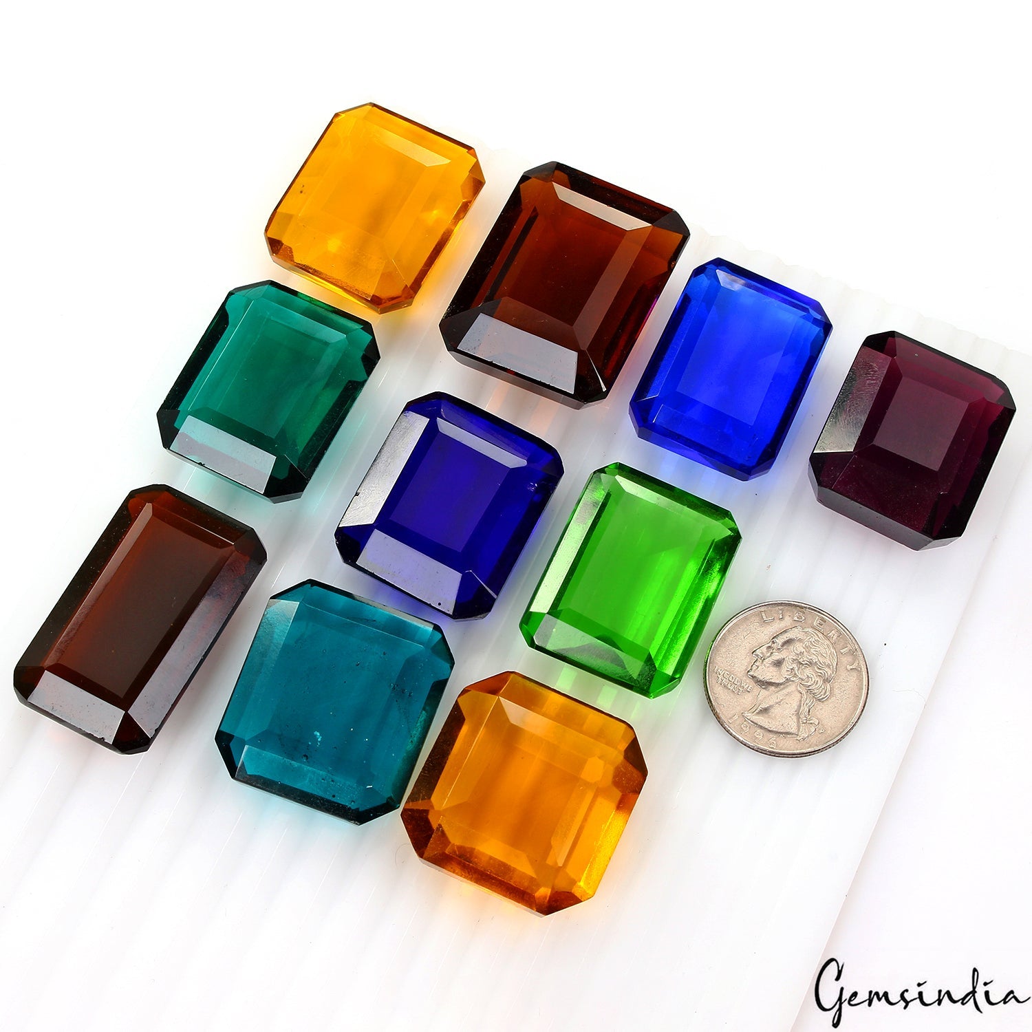 1000 Ct Hydro Multi Color Octagon Cut Loose 28mm-37mm Colorful Gemstones  ~10 Pc