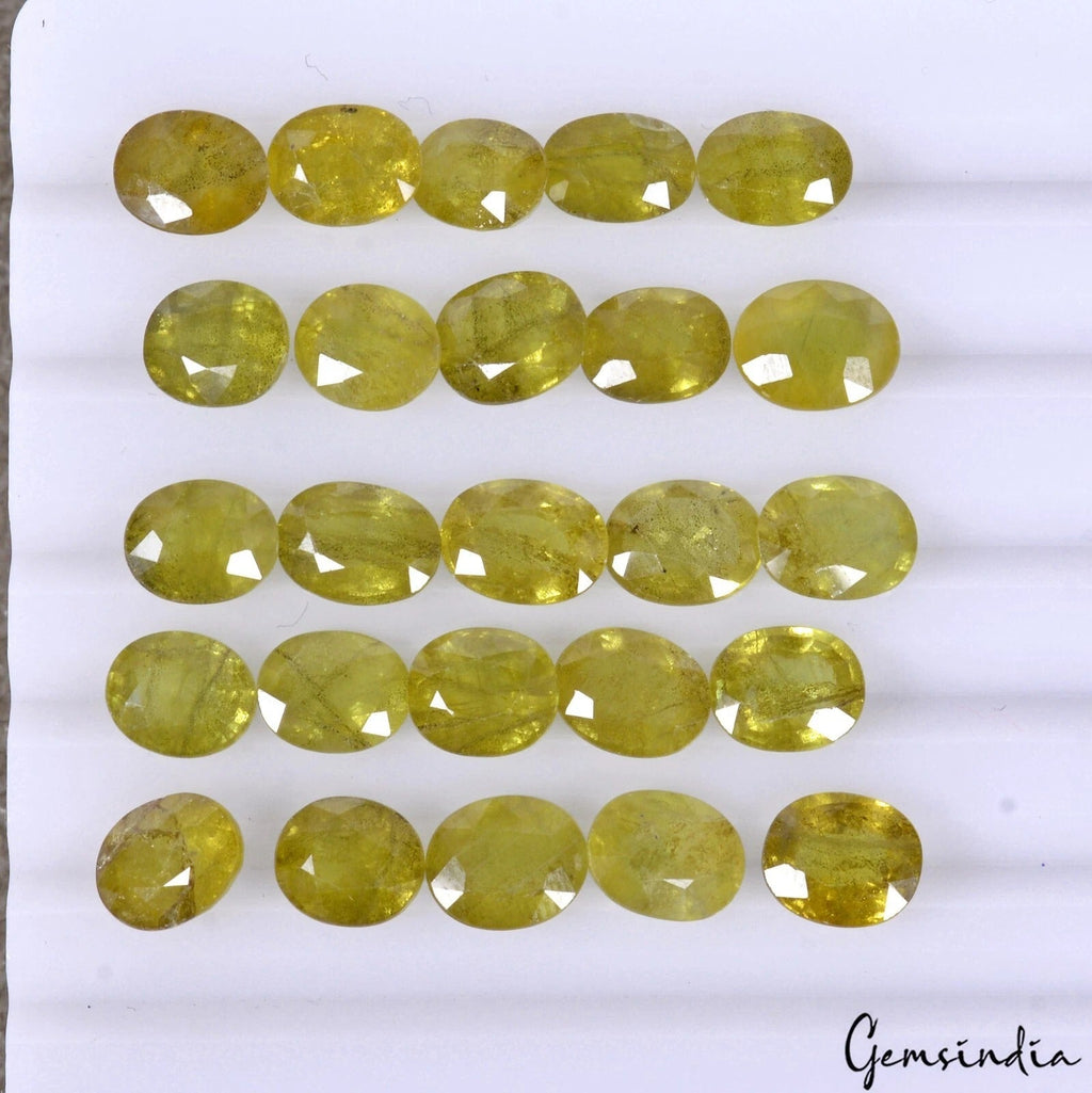Natural yellow Sapphire 25 Pcs 8x6 mm Oval Cut CERTIFEID Loose Ceylon Gemstones