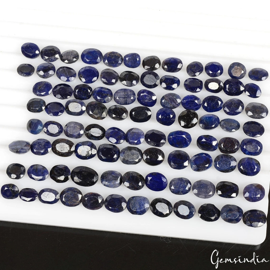 Blue Sapphire Lot, Loose Gemstone, Color Enhanced — 90 Pieces, 6mm to 10mm, 213 Ct, Madagascar