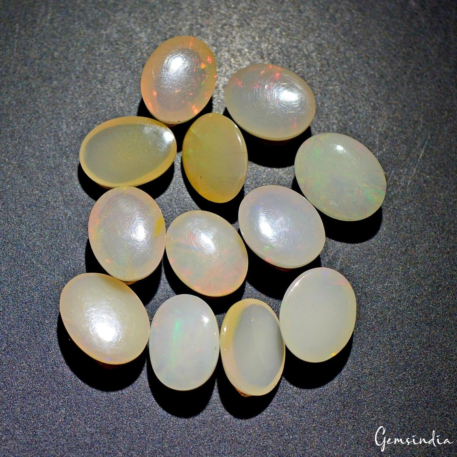 Certified 20.10 Cts/12 Pcs Natural Welo Fire Ethiopian Opal Oval Cab Loose Gems