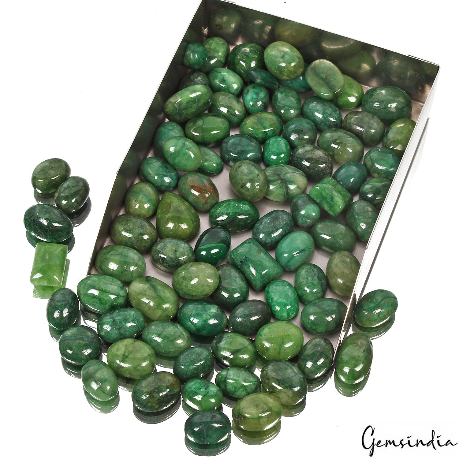 880 Cts/81 Pcs Natural Brazilian Dark Green Emerald Mix Cab Loose Wholesale Gems