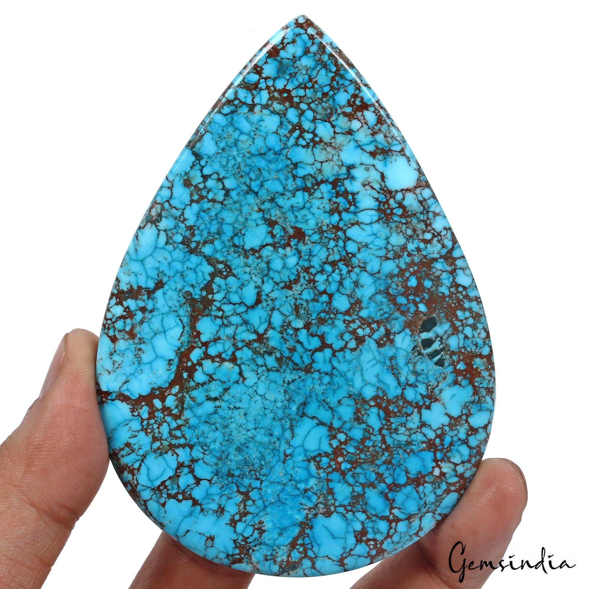 740 Ct Blue Turquoise Pear Cab Spiderweb Arizona Museum Size Loose Gems From U.S