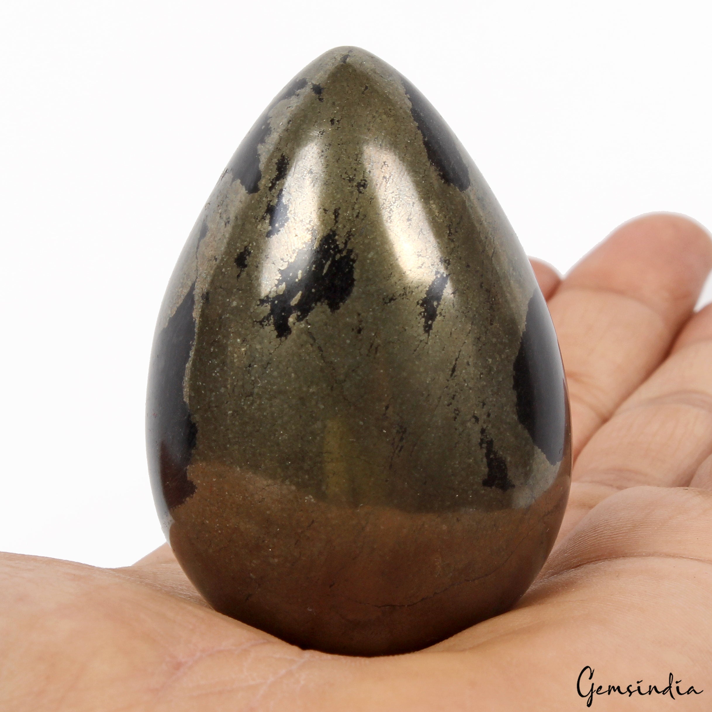 1100 Ct Natural Gold Pyrite Egg Shape Healing Crystal Mineral Gem For Meditation