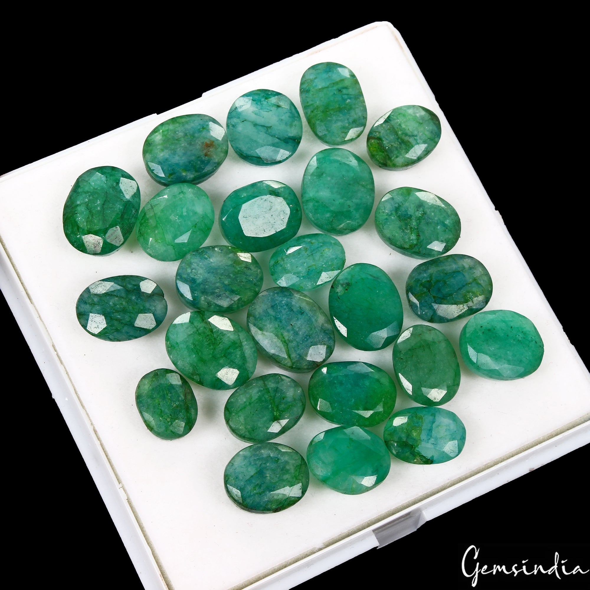 24 Pcs Natural Brazilian Emerald 12-17mm Ring Size Loose Gemstones Wholesale Lot